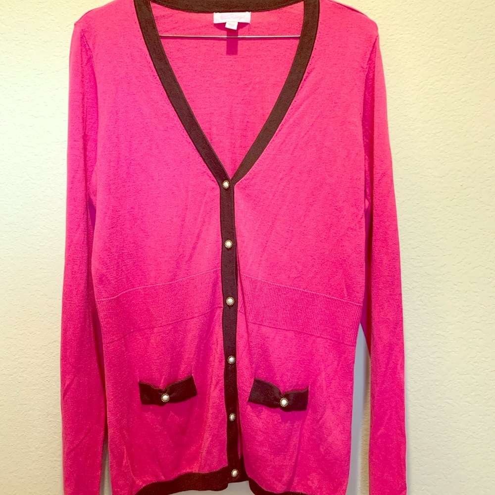 Lily Pulitzer Large pink & brown cardigan sweater